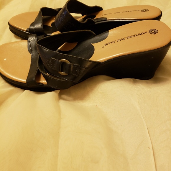 Black Montego Bay Club Strap Wedge Sandal - Picture 2 of 4